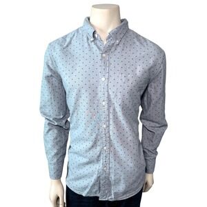 American Eagle Button Down Men Medium Gray Excellent Micro Floral Long Sleeve